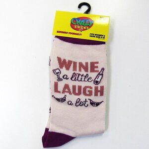 Women's Novelty Funny Wine Socks " Wine A Little Laugh A Lot " Stocking Stuffer